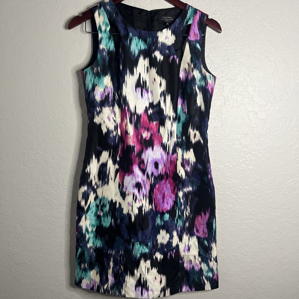 TAHARI Arthur S. Levine Sleeveless Floral Cutout Watercolor Dress, 2 Petite